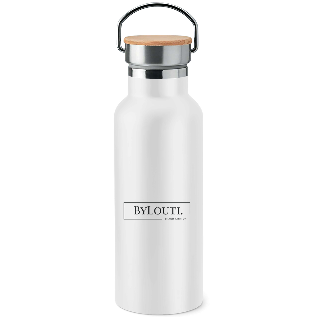 Edelstahl-Trinkflasche mit Bambusdeckel ByLouti